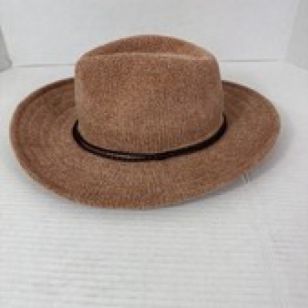 Olive & Pique Women's OS Chenille Fedora Hat Brown EUC - Picture 2 of 6